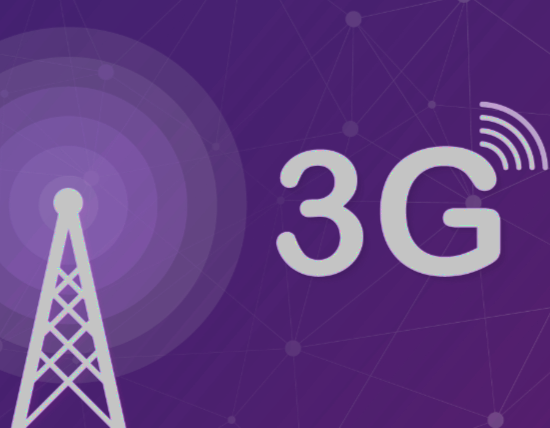 An image of a telecommunications tower next to the text '3G', on a purple background.